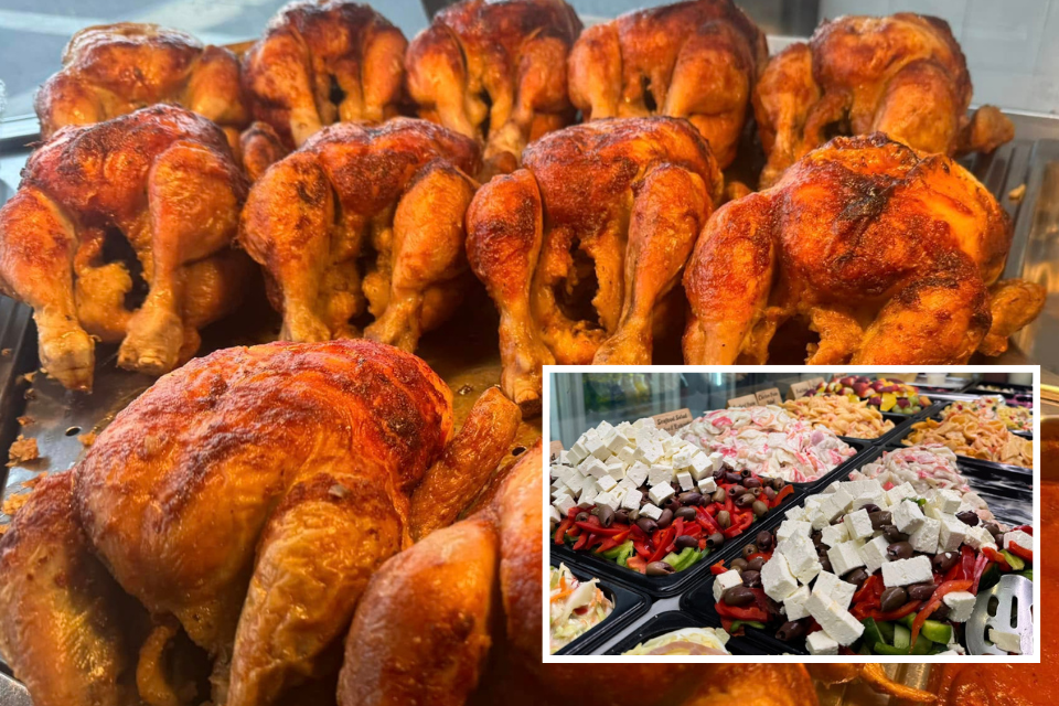 rottiserie chickens and salads inset