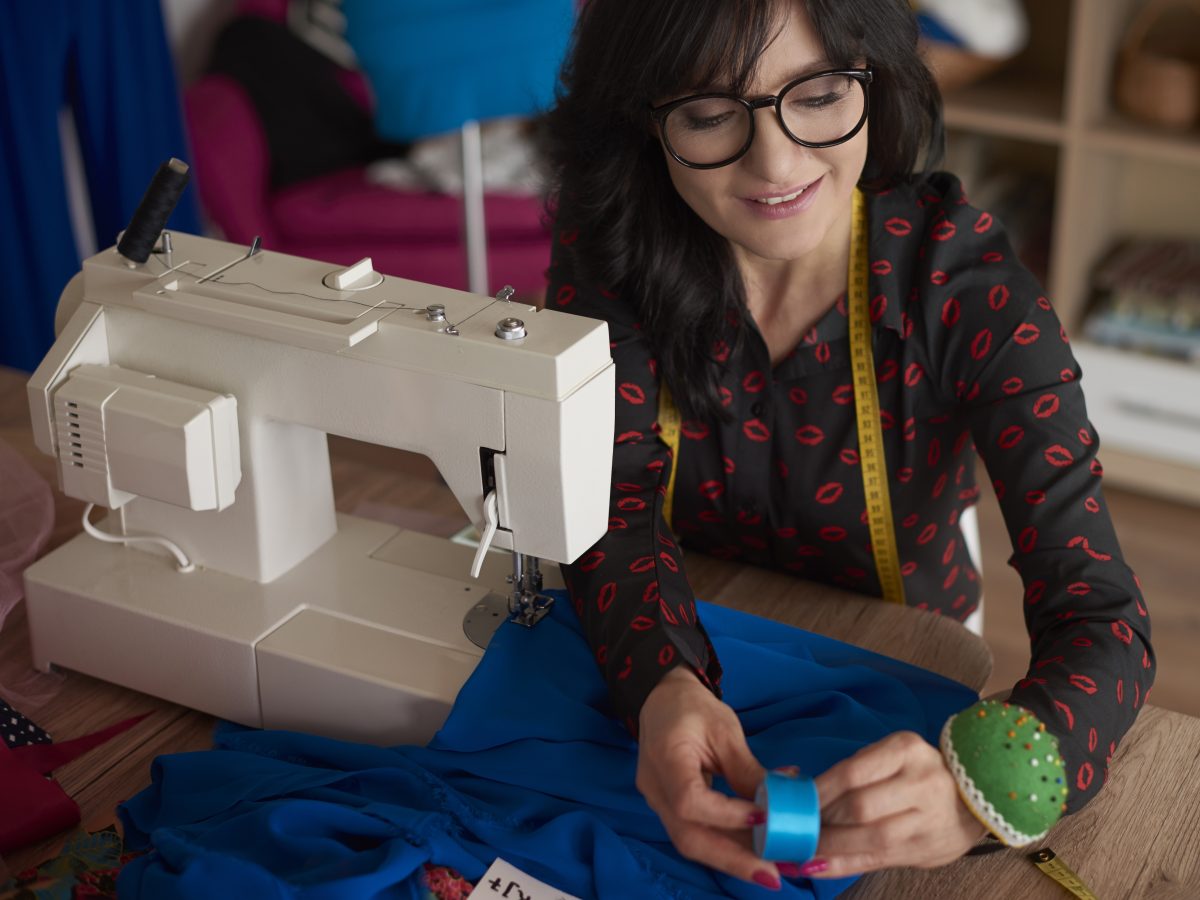 Woman sews