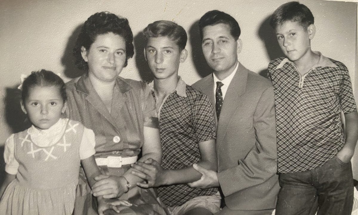 Black and white family photo