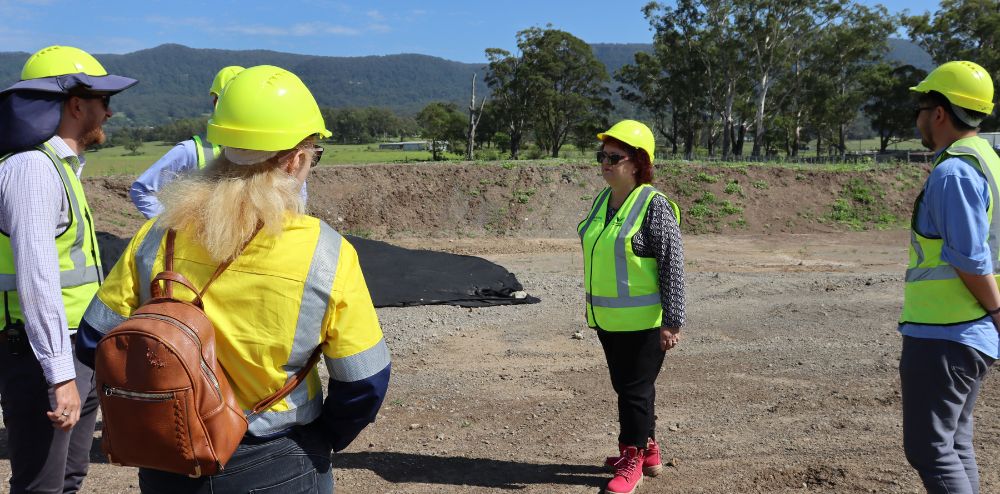 Wollongong Lord Mayor Tania Brown gets an update on West Dapto roadwork. 