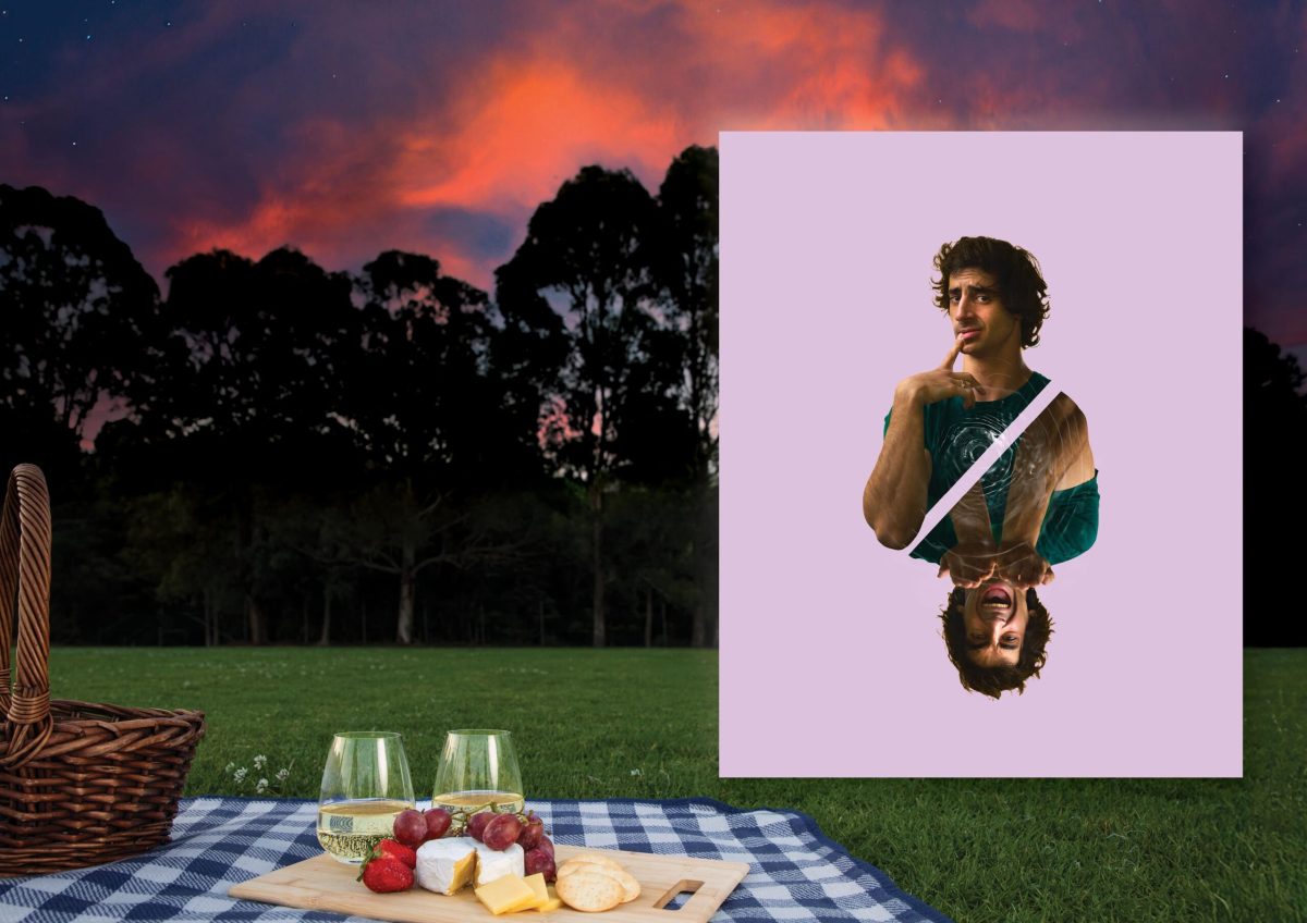 Picnic rug with theatre character superimposed