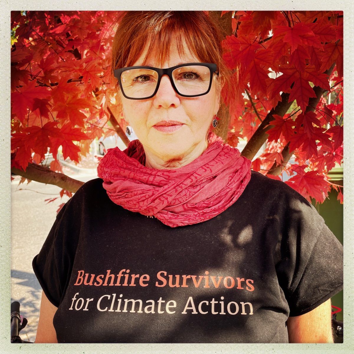 woman showing a message on her T-shirt